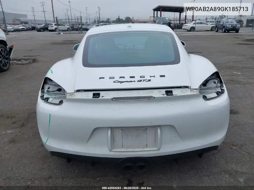 2016 Porsche Cayman Gts/S VIN: WP0AB2A89GK185713 Lot: 42554283