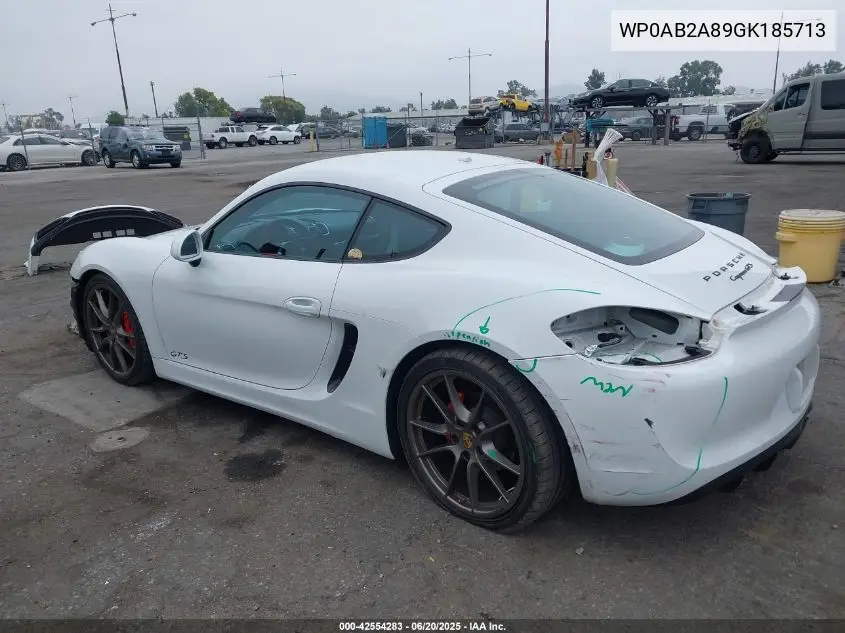 2016 Porsche Cayman Gts/S VIN: WP0AB2A89GK185713 Lot: 42554283
