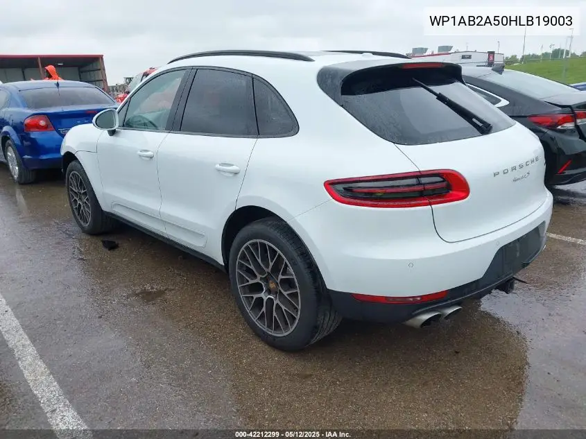 2017 Porsche Macan S VIN: WP1AB2A50HLB19003 Lot: 42212299