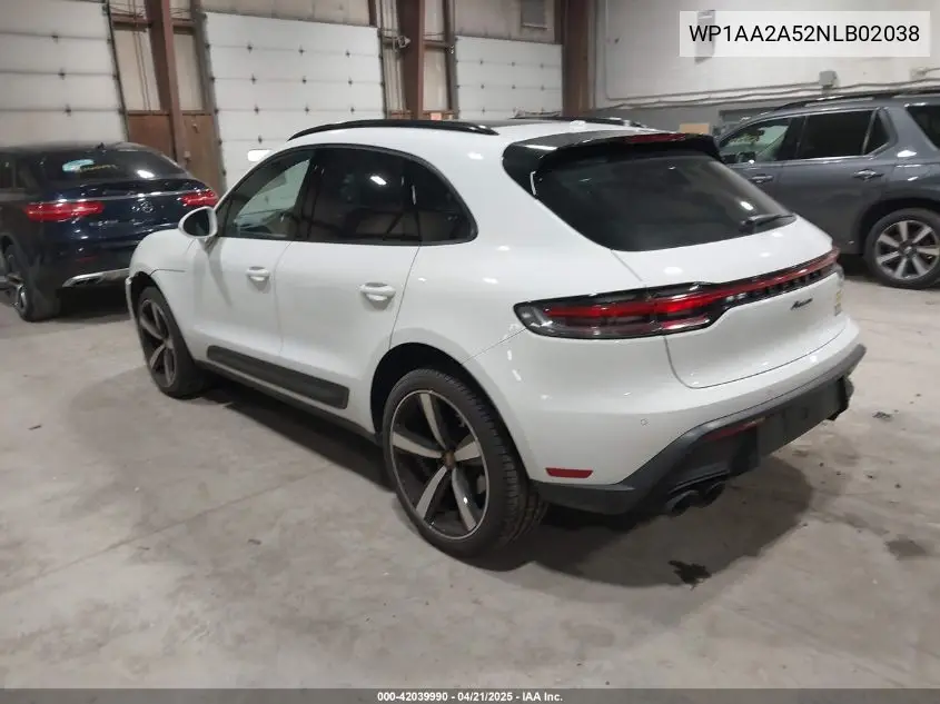 2022 Porsche Macan VIN: WP1AA2A52NLB02038 Lot: 42039990