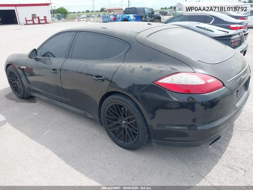 2011 Porsche Panamera 4 VIN: WP0AA2A71BL018792 Lot: 42229867