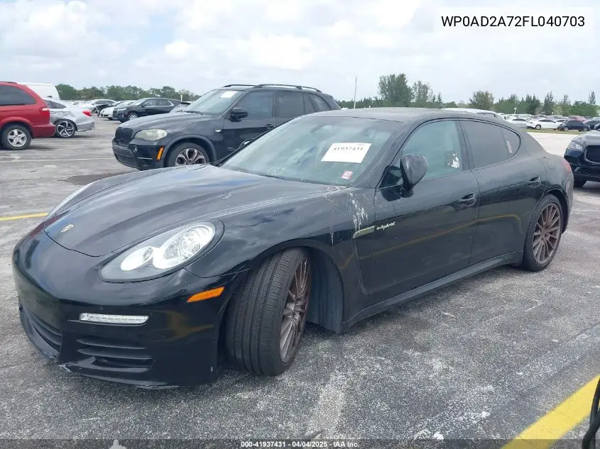 2015 Porsche Panamera E-Hybrid S VIN: WP0AD2A72FL040703 Lot: 41937431