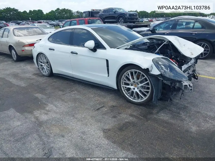 2017 Porsche Panamera 4 VIN: WP0AA2A73HL103786 Lot: 42706237