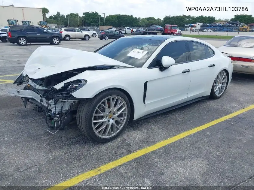2017 Porsche Panamera 4 VIN: WP0AA2A73HL103786 Lot: 42706237
