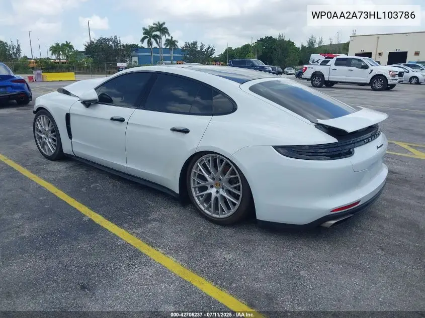 2017 Porsche Panamera 4 VIN: WP0AA2A73HL103786 Lot: 42706237