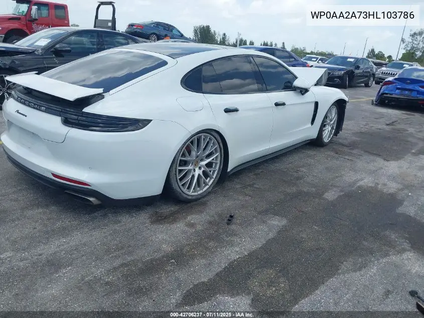 2017 Porsche Panamera 4 VIN: WP0AA2A73HL103786 Lot: 42706237