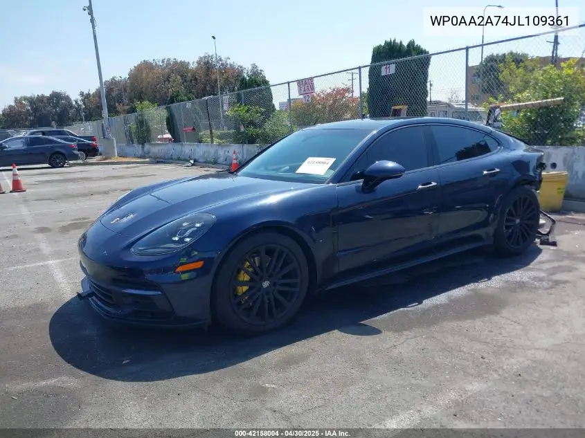 2018 Porsche Panamera 4 VIN: WP0AA2A74JL109361 Lot: 42158004