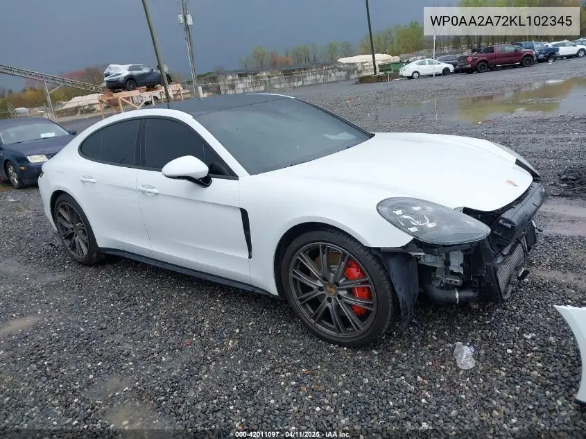 2019 Porsche Panamera VIN: WP0AA2A72KL102345 Lot: 42011097