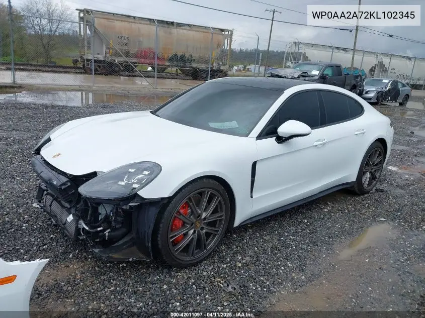 2019 Porsche Panamera VIN: WP0AA2A72KL102345 Lot: 42011097