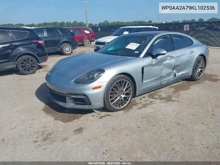 2019 Porsche Panamera 4 VIN: WP0AA2A79KL102536 Lot: 42572358