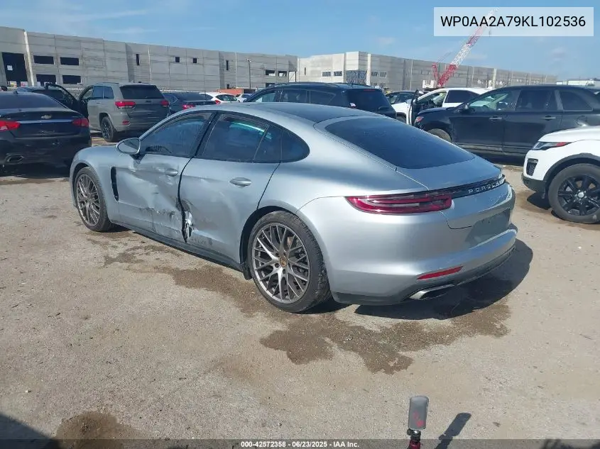 2019 Porsche Panamera 4 VIN: WP0AA2A79KL102536 Lot: 42572358