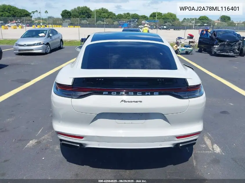 2021 Porsche Panamera 4 VIN: WP0AJ2A78ML116401 Lot: 42584529