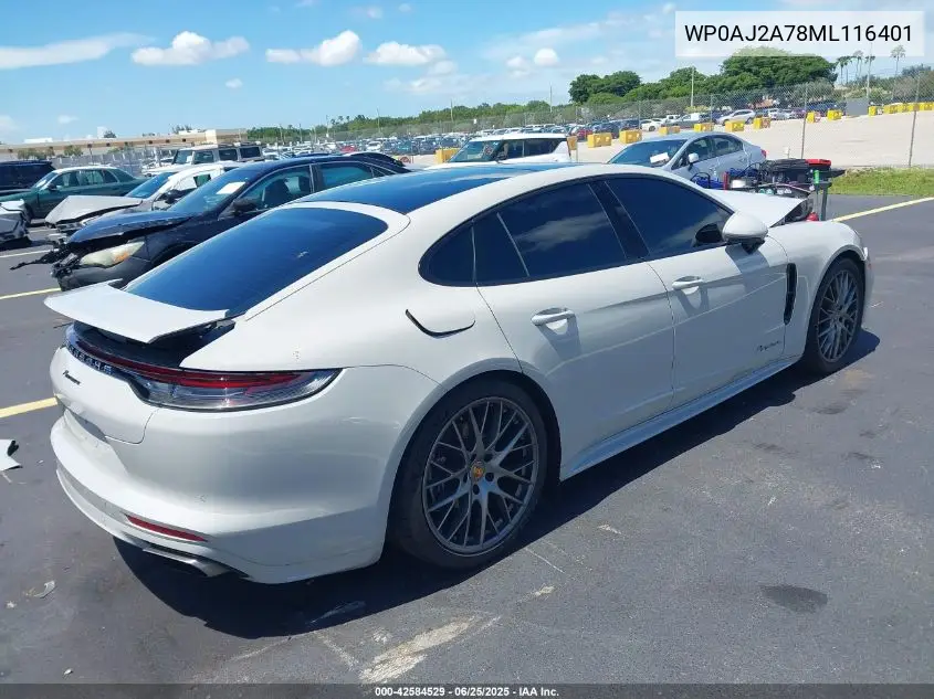 2021 Porsche Panamera 4 VIN: WP0AJ2A78ML116401 Lot: 42584529