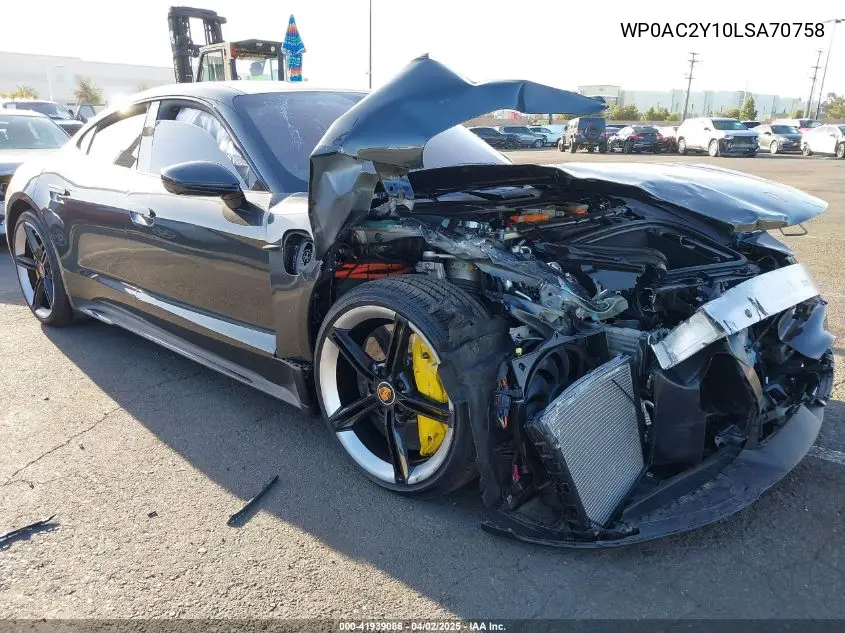 2020 Porsche Taycan Turbo/Turbo S VIN: WP0AC2Y10LSA70758 Lot: 41939086