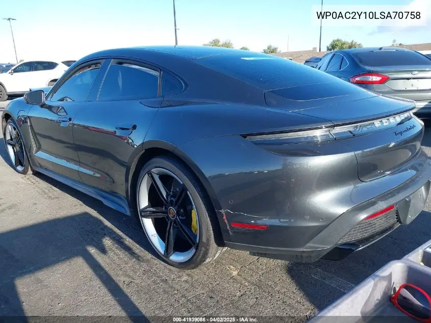 2020 Porsche Taycan Turbo/Turbo S VIN: WP0AC2Y10LSA70758 Lot: 41939086