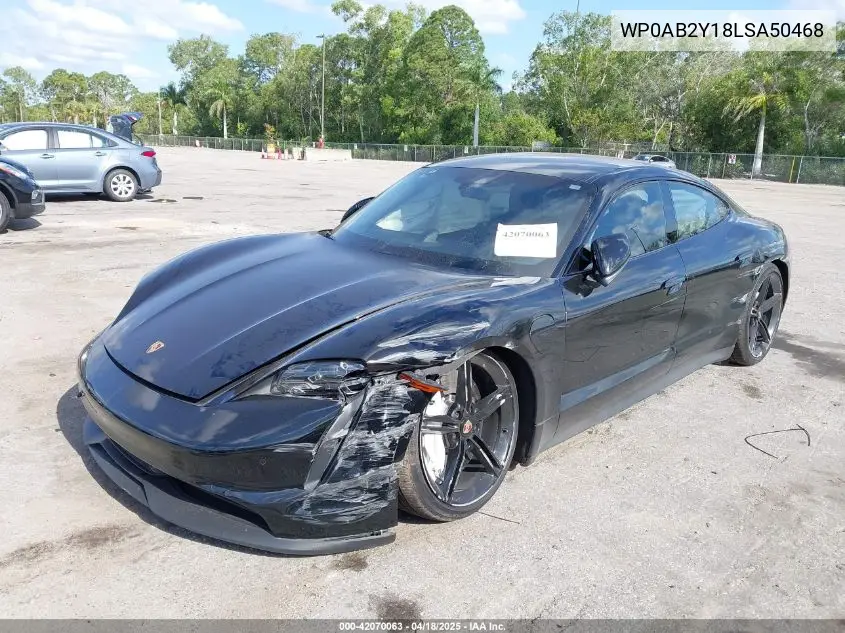 2020 Porsche Taycan 4S VIN: WP0AB2Y18LSA50468 Lot: 42070063