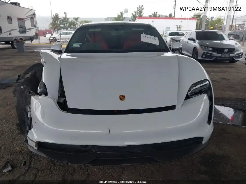 2021 Porsche Taycan VIN: WP0AA2Y19MSA19122 Lot: 41925232