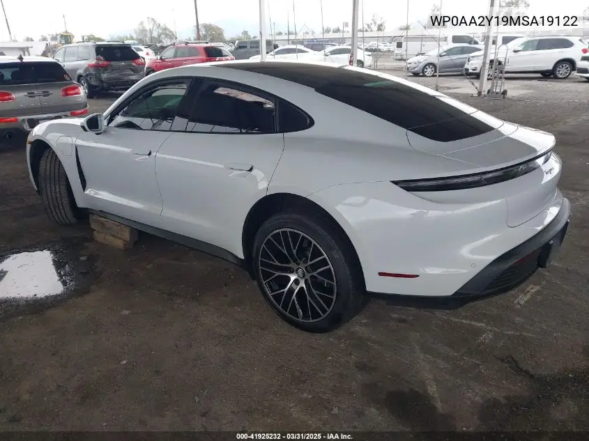2021 Porsche Taycan VIN: WP0AA2Y19MSA19122 Lot: 41925232