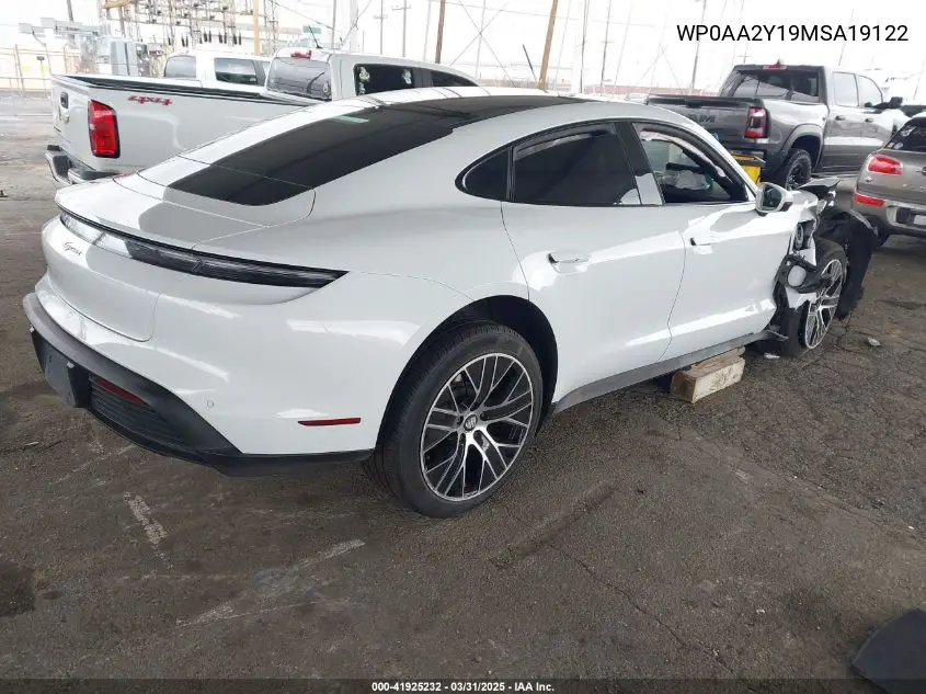 2021 Porsche Taycan VIN: WP0AA2Y19MSA19122 Lot: 41925232
