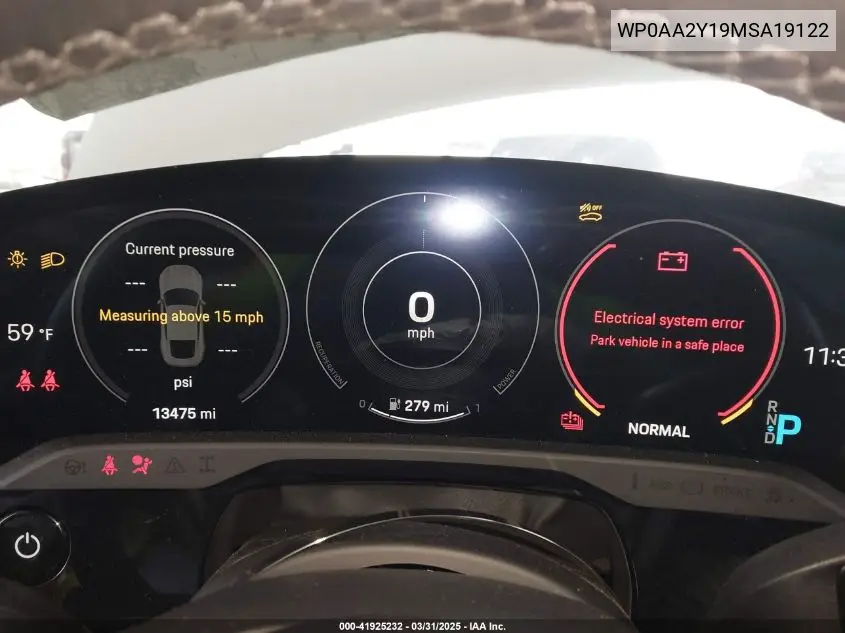2021 Porsche Taycan VIN: WP0AA2Y19MSA19122 Lot: 41925232