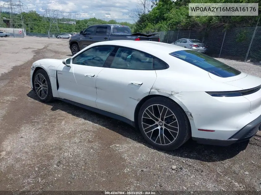 2021 Porsche Taycan VIN: WP0AA2Y16MSA16176 Lot: 42347504