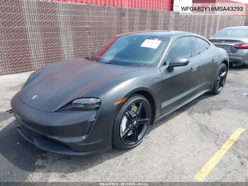 2021 Porsche Taycan 4S VIN: WP0AB2Y16MSA43293 Lot: 42479212