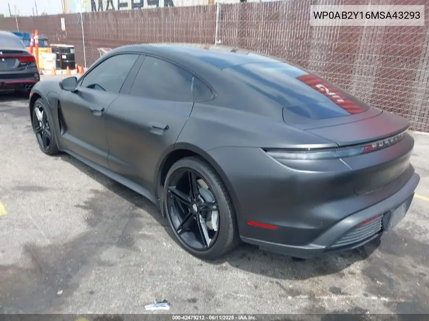 2021 Porsche Taycan 4S VIN: WP0AB2Y16MSA43293 Lot: 42479212