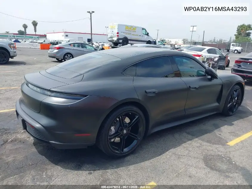 2021 Porsche Taycan 4S VIN: WP0AB2Y16MSA43293 Lot: 42479212