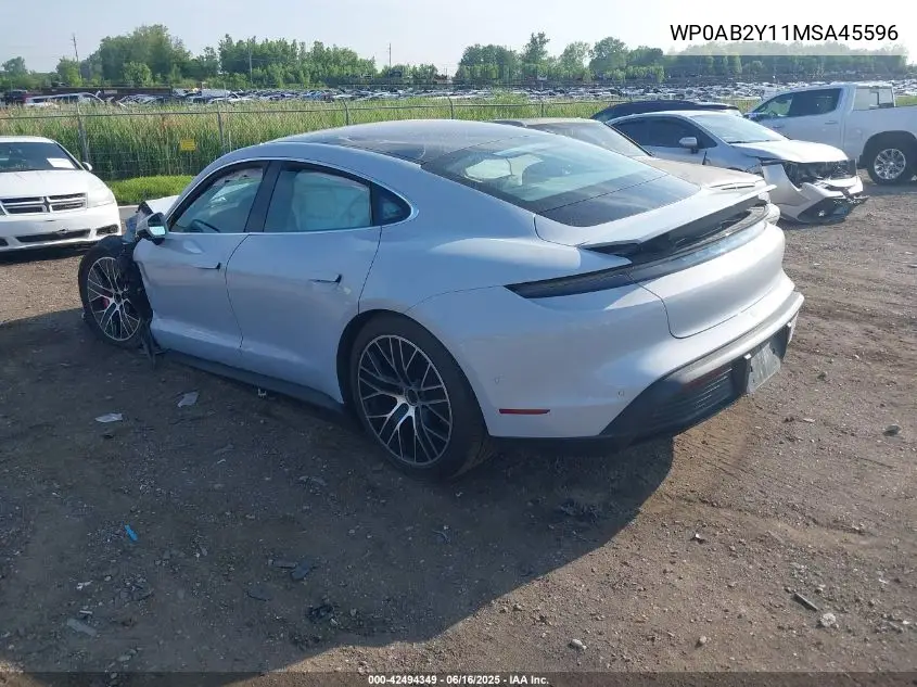 2021 Porsche Taycan 4S VIN: WP0AB2Y11MSA45596 Lot: 42494349