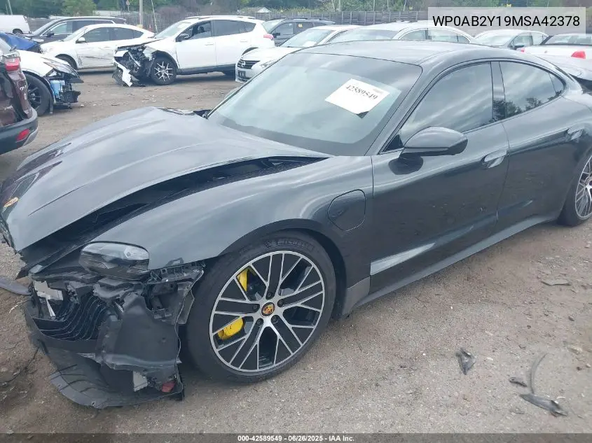 2021 Porsche Taycan 4S VIN: WP0AB2Y19MSA42378 Lot: 42589549