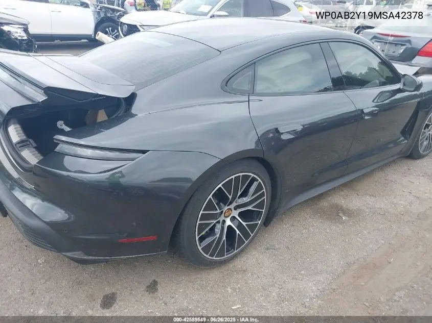 2021 Porsche Taycan 4S VIN: WP0AB2Y19MSA42378 Lot: 42589549