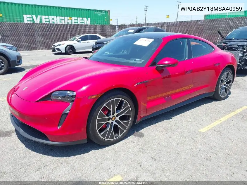 2021 Porsche Taycan 4S VIN: WP0AB2Y18MSA40959 Lot: 42598754