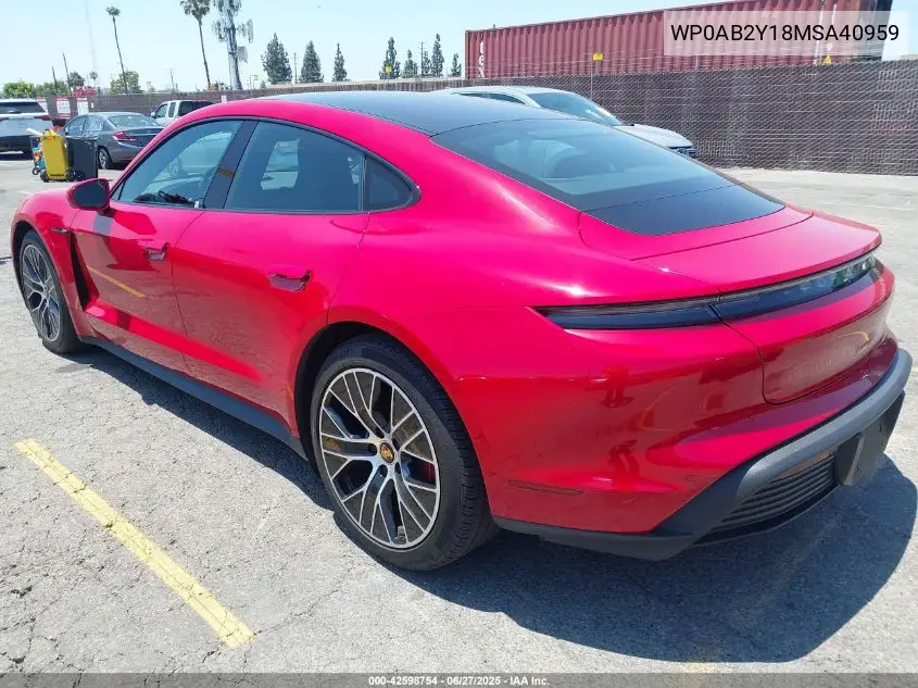 2021 Porsche Taycan 4S VIN: WP0AB2Y18MSA40959 Lot: 42598754
