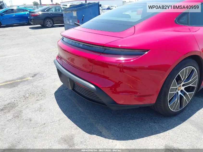2021 Porsche Taycan 4S VIN: WP0AB2Y18MSA40959 Lot: 42598754
