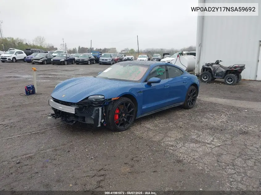 2022 Porsche Taycan Gts VIN: WP0AD2Y17NSA59692 Lot: 41961572