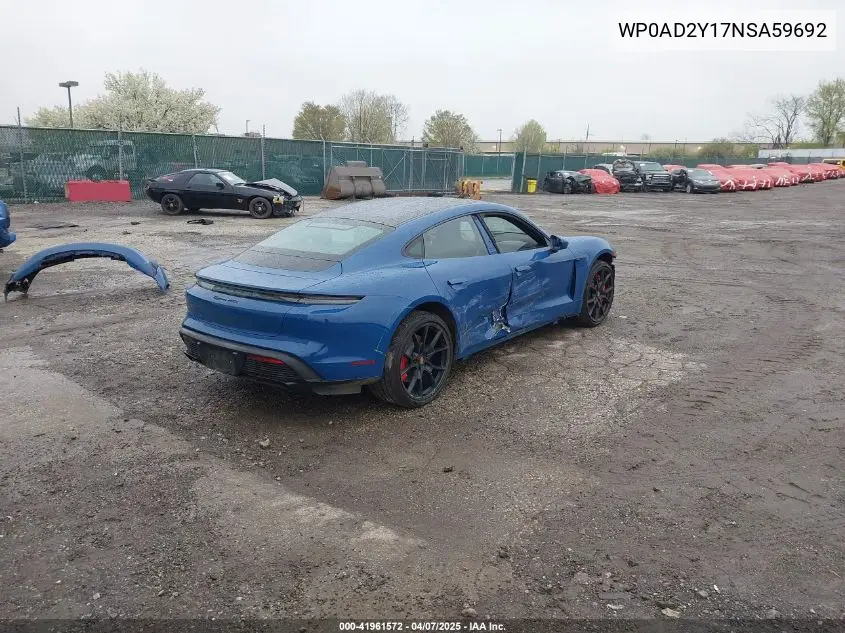 2022 Porsche Taycan Gts VIN: WP0AD2Y17NSA59692 Lot: 41961572