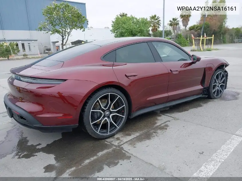 2022 Porsche Taycan VIN: WP0AA2Y12NSA16161 Lot: 42068807