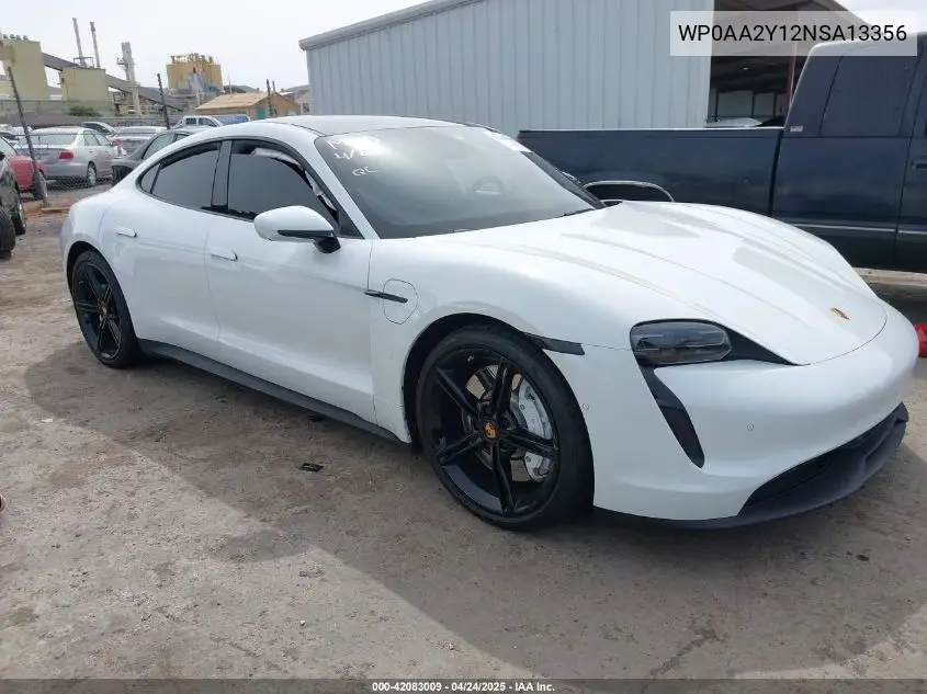 2022 Porsche Taycan VIN: WP0AA2Y12NSA13356 Lot: 42083009