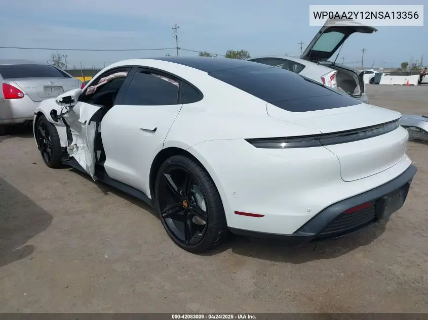 2022 Porsche Taycan VIN: WP0AA2Y12NSA13356 Lot: 42083009