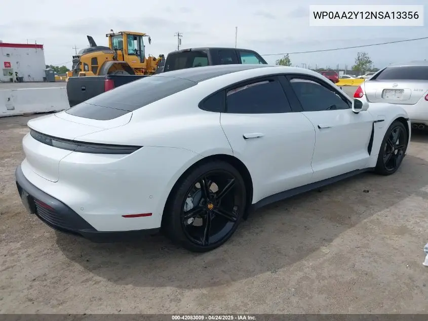 2022 Porsche Taycan VIN: WP0AA2Y12NSA13356 Lot: 42083009