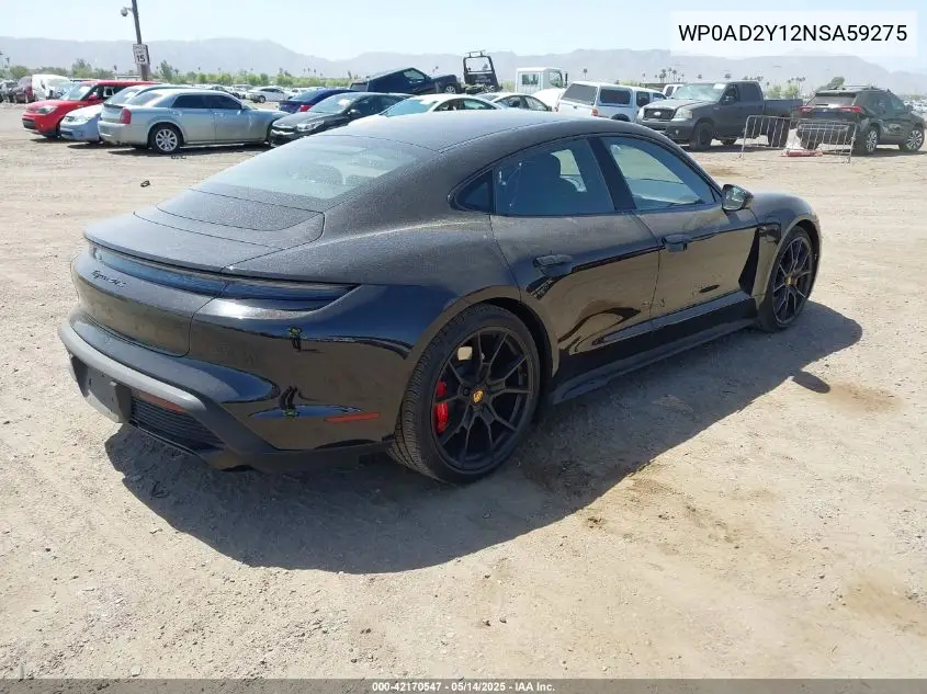 2022 Porsche Taycan Gts VIN: WP0AD2Y12NSA59275 Lot: 42170547