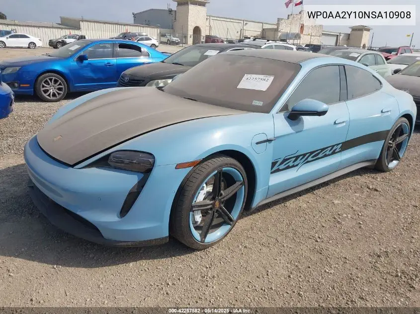2022 Porsche Taycan VIN: WP0AA2Y10NSA10908 Lot: 42257582