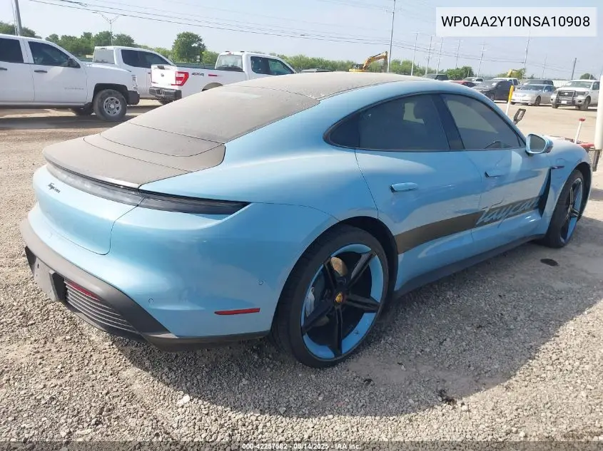 2022 Porsche Taycan VIN: WP0AA2Y10NSA10908 Lot: 42257582