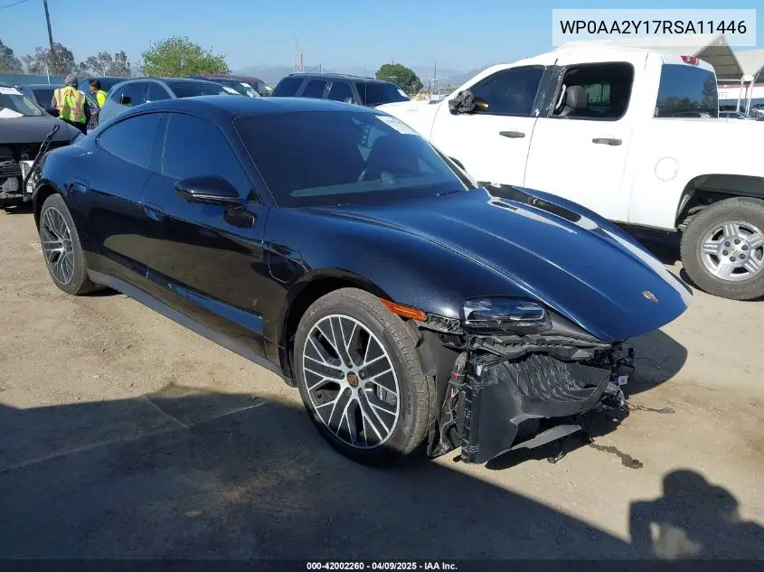 2024 Porsche Taycan VIN: WP0AA2Y17RSA11446 Lot: 42002260