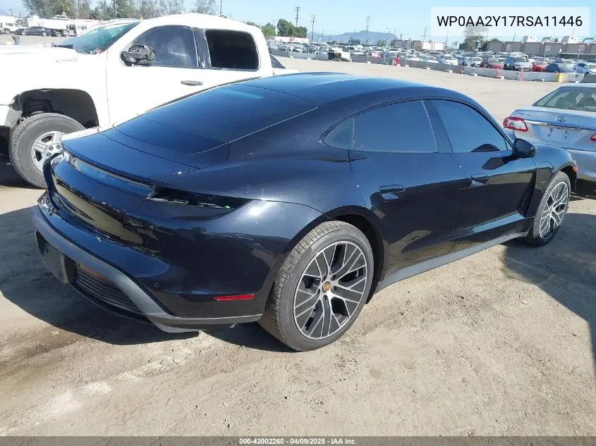 2024 Porsche Taycan VIN: WP0AA2Y17RSA11446 Lot: 42002260