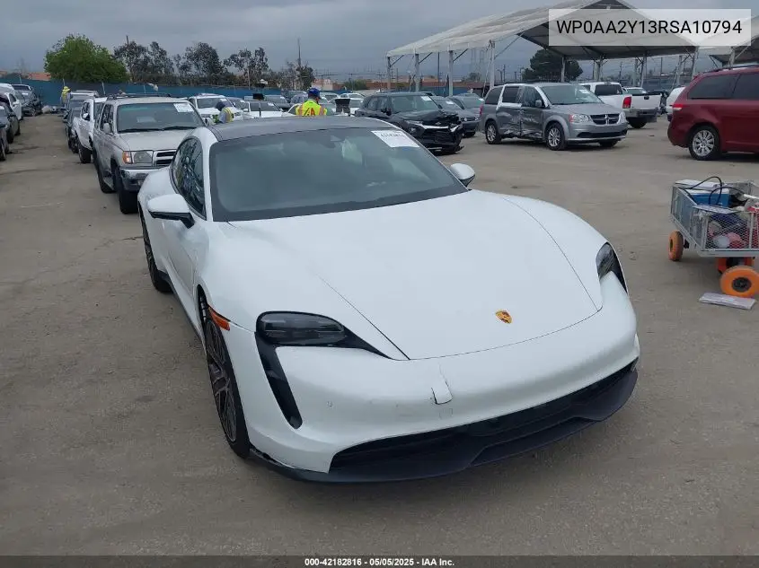 2024 Porsche Taycan VIN: WP0AA2Y13RSA10794 Lot: 42182816