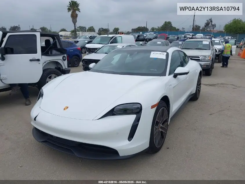 2024 Porsche Taycan VIN: WP0AA2Y13RSA10794 Lot: 42182816