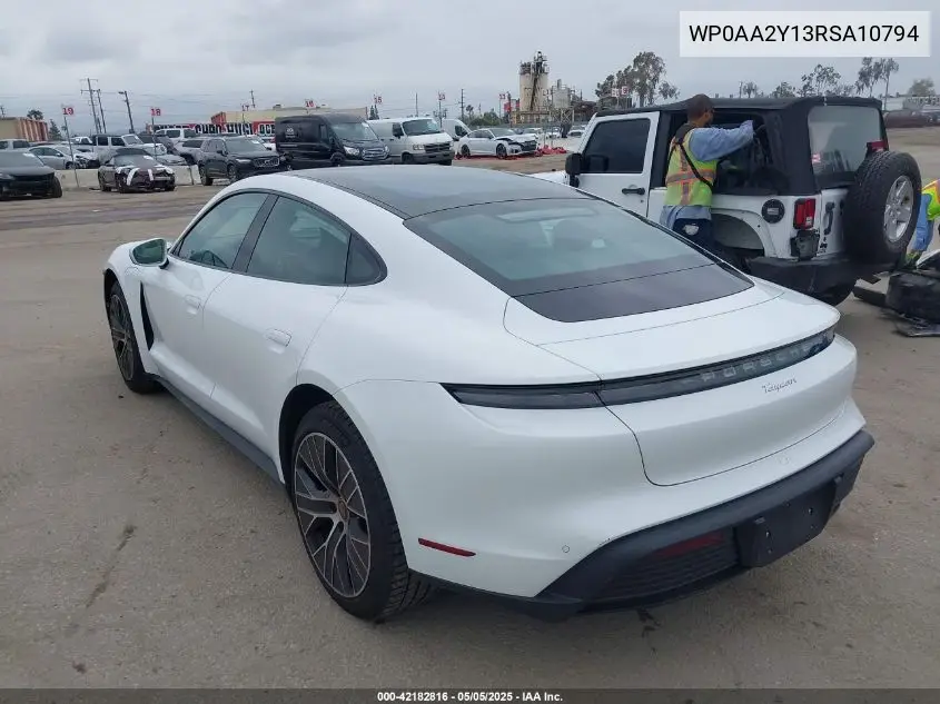 2024 Porsche Taycan VIN: WP0AA2Y13RSA10794 Lot: 42182816