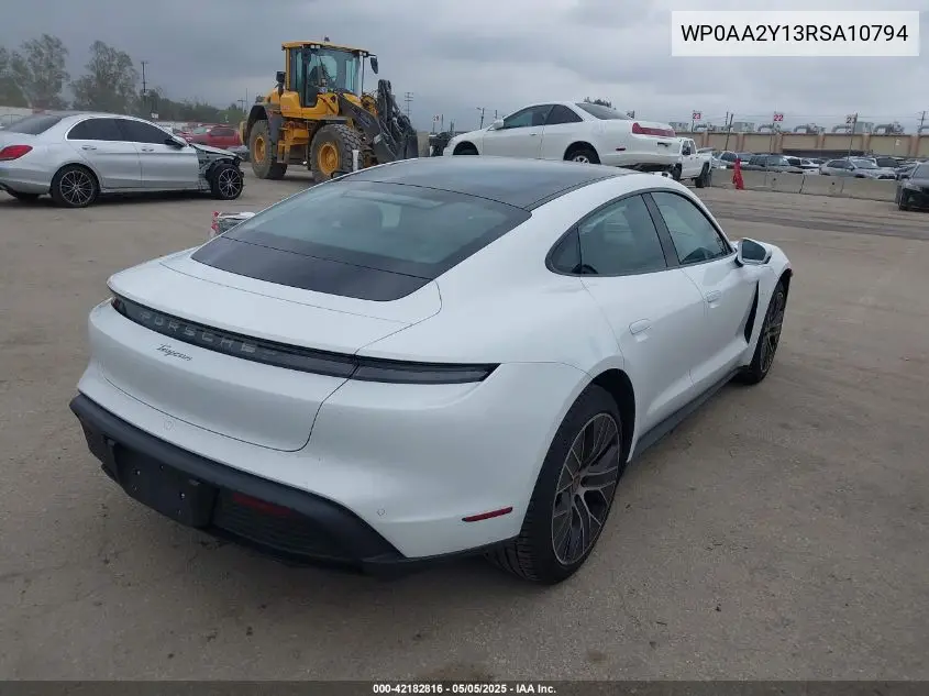2024 Porsche Taycan VIN: WP0AA2Y13RSA10794 Lot: 42182816