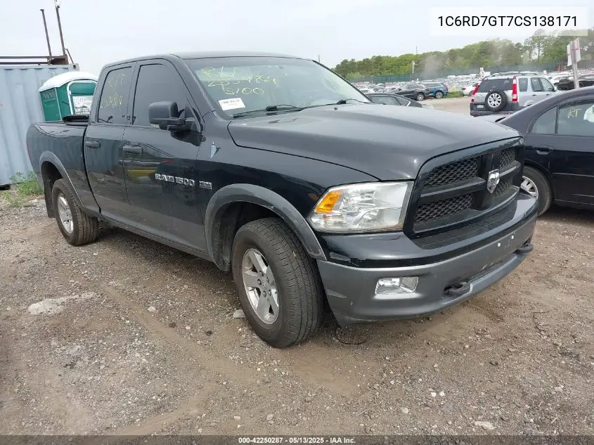 2012 Ram 1500 Slt VIN: 1C6RD7GT7CS138171 Lot: 42250287
